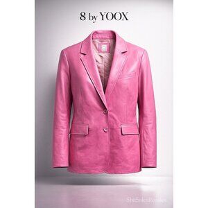 8 by YOOX Pink Lambskin Leather Blazer Jacket IT46/10 US Large Button  Italy